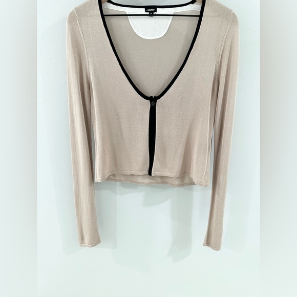 Monrow Women’s Crop Cardigan Tan Size Medium - Picture 5 of 7